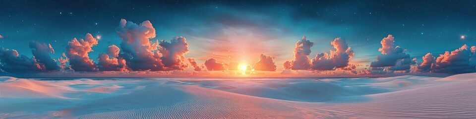 Lençóis Maranhenses National Park Psychedelic Sunrise, Surreal Sand Dunes and Dreamlike Clouds, Digital Art Landscape
