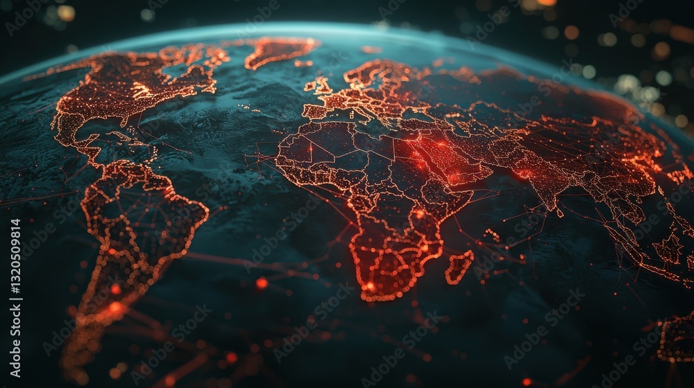 Aufkleber modern global trade visualization with data-driven economic connections and commerce pathways.
