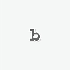 B letter car logo sticker isolated on gray background