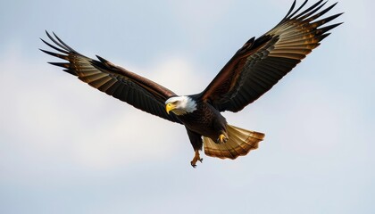 Obraz premium Majestic eagle in flight, wings outstretched, hunting for prey, speed, animal
