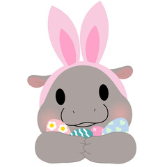 cute easter hippo clipart, pastel hippo digital art, kawaii hippo with bunny ears, adorable hippo in easter egg, spring hippo illustration, digital easter hippo design, printable hippo easter graphics