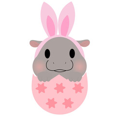 cute easter hippo clipart, pastel hippo digital art, kawaii hippo with bunny ears, adorable hippo in easter egg, spring hippo illustration, digital easter hippo design, printable hippo easter graphics