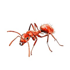 Watercolor art of a red ant isolated on white background artistic illustration