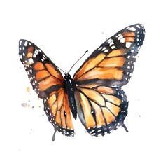 Obraz premium Majestic monarch butterfly art studio watercolor painting creative space close-up nature's beauty