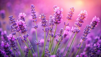 Fototapeta premium Stunning Drone Photography of Lavender Flowers on a Soft Pink Background - Aerial View of Nature's Beauty, Floral Patterns, and Vibrant Colors for Stunning Visuals