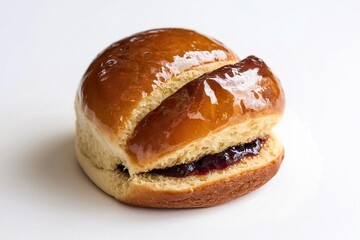 a baked bun with a glossy golden-brown top