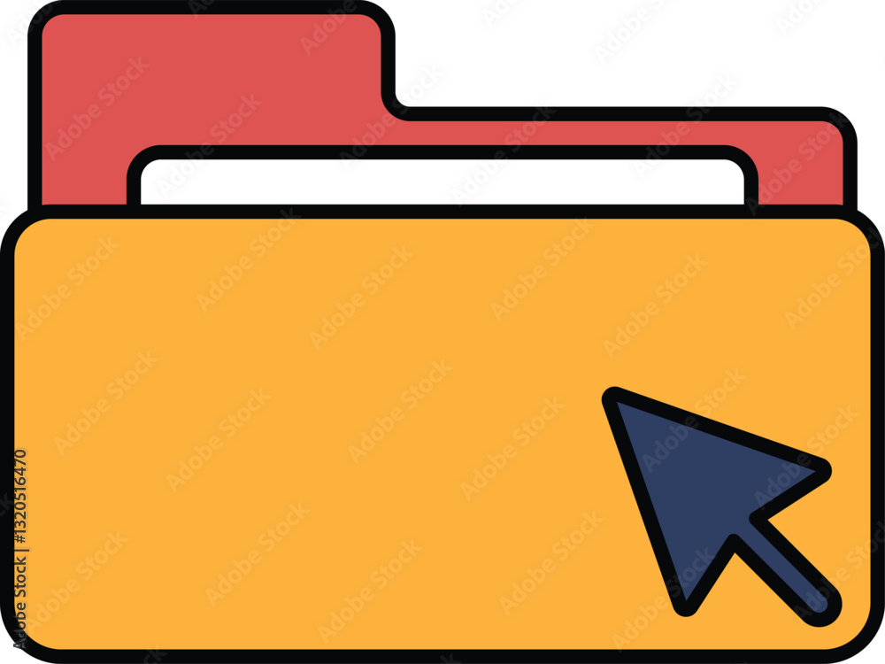 Poster a yellow folder with a red tab and a blue arrow pointing to the right