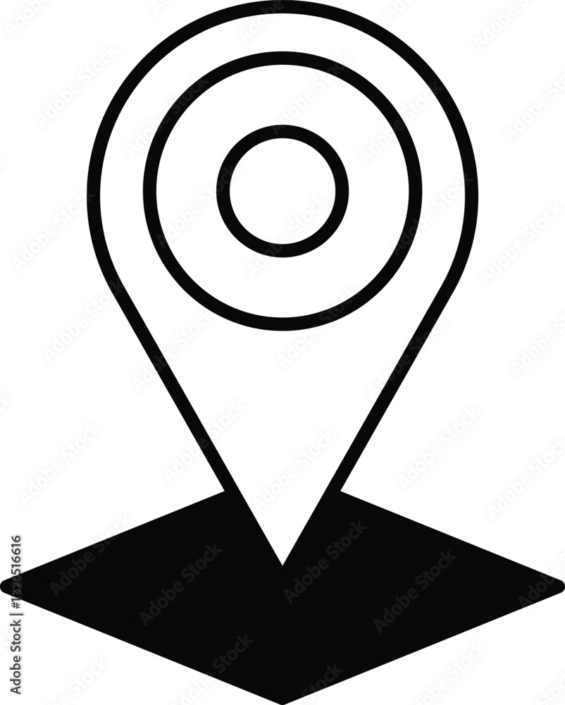 Poster a black and white image of a map with a pin on it