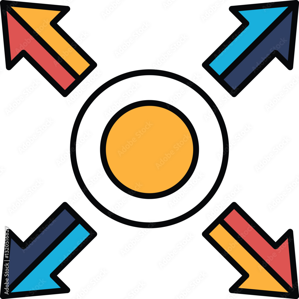 Poster a circle with four arrows pointing in different directions