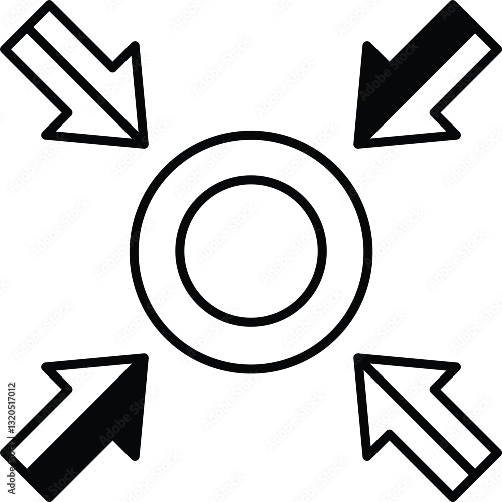 Poster a black and white image of four arrows pointing in different directions