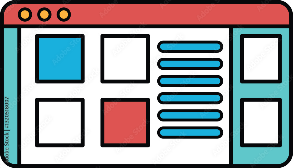 Poster a computer monitor with a blue background and red and white squares