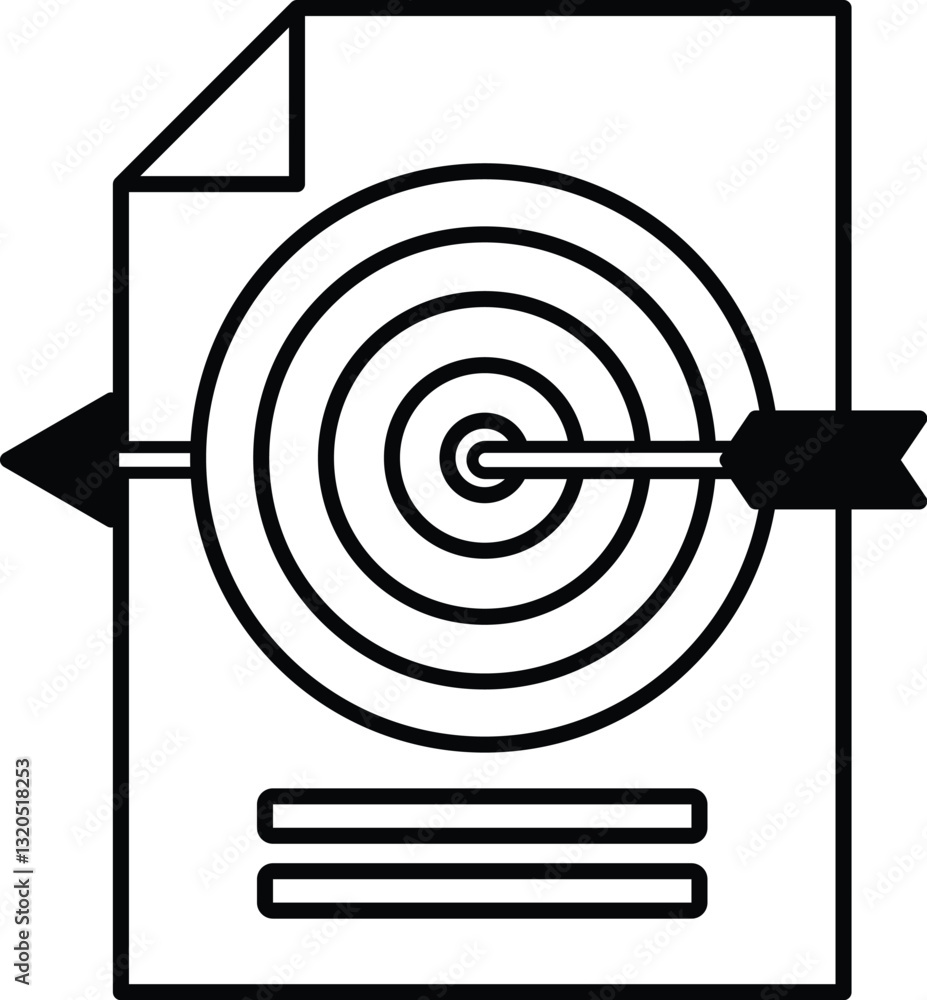 Poster a black and white image of a paper with a target on it