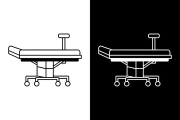 Simple Surgical Table Icon High-Quality Black and White Silhouette Vector.