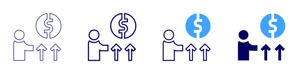 Increase team​ icon in 4 different styles. Thin Line, Line, Bold Line, Duotone. Duotone style. Editable stroke