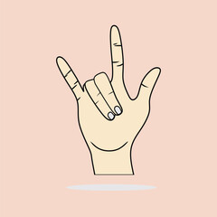 Minimalist Illustration of a Hand Gesturing Love in Sign Language