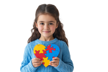 little girl holding a heart