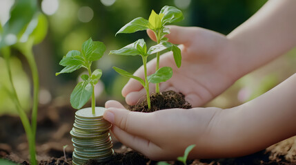 Concept of saving money and wise investment in finance drives the growth of a business, reflecting the very nature of banking and coin management. coin, finance, growth, investment, money, saving.