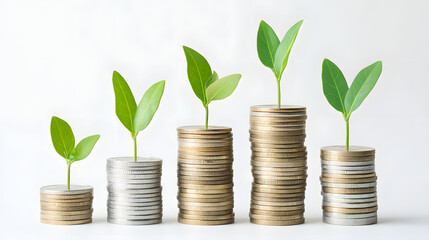 Saving money in progress like plant growing represent the more amount. Ai Generated Images