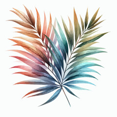 Obraz premium Colorful watercolor tropical leaves illustration