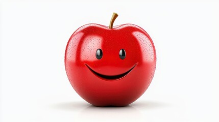 Smiling apple, a vibrant red apple with cheerful grin perfect for promoting healthy eating and kids' nutrition
