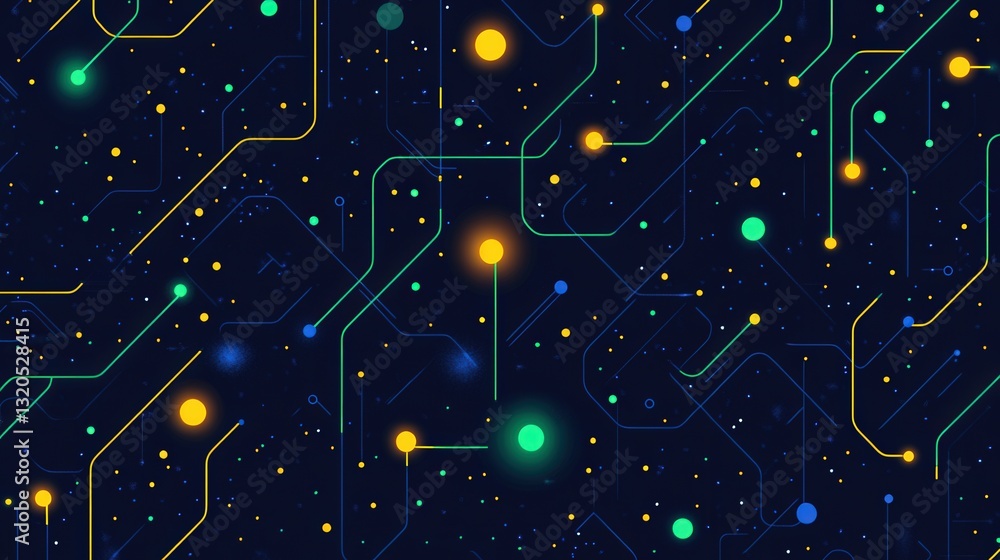 Aufkleber abstract digital circuit board pattern with glowing dots and lines.