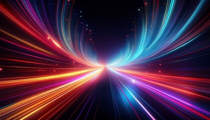 Obraz premium colorful light trails and particles dark background