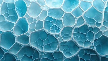 Obraz premium abstract blue organic mesh texture with interconnected bubble like cells creating a futuristic biological structure with icy translucent surface pattern