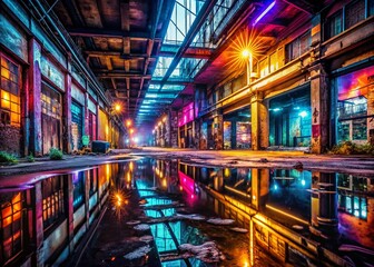Fototapeta premium Abstract Urban Light Trails: Grungy Cityscape Night Photography