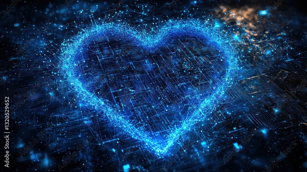Aufkleber an abstract representation of a digital circuit heart symbol