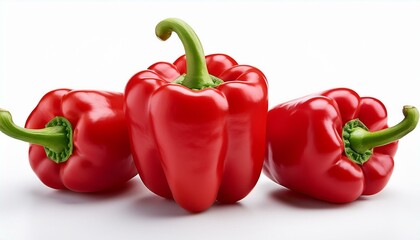glossy sweet red pepper isolated on white background