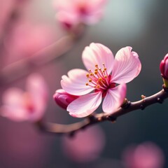 Obraz premium Delicate pink blossoms, soft focus, blurred background, summer, texture
