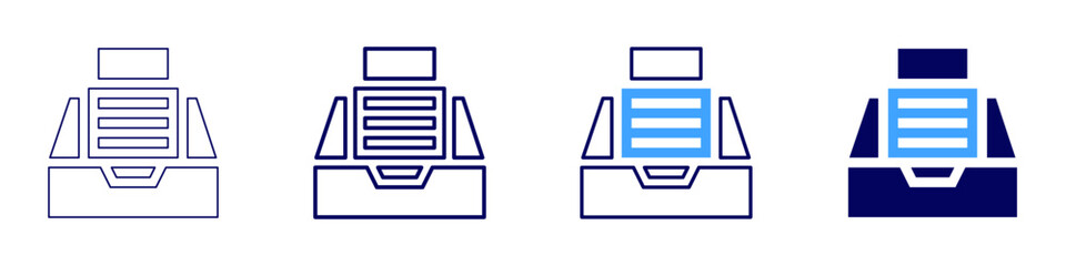 Archive access​ icon in 4 different styles. Thin Line, Line, Bold Line, Duotone. Duotone style. Editable stroke