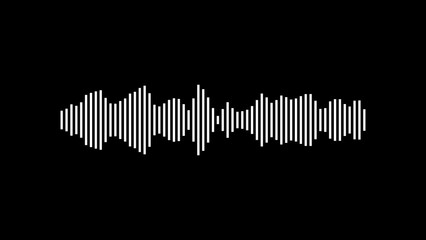 Audio music sound waveform. Abstract white sound waves on black background. Audio wave digital frequency