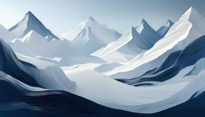 abstract white mountain range digital art