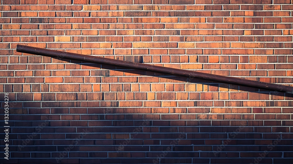 Aufkleber brick wall with metal pipe running across and shadow creating depth