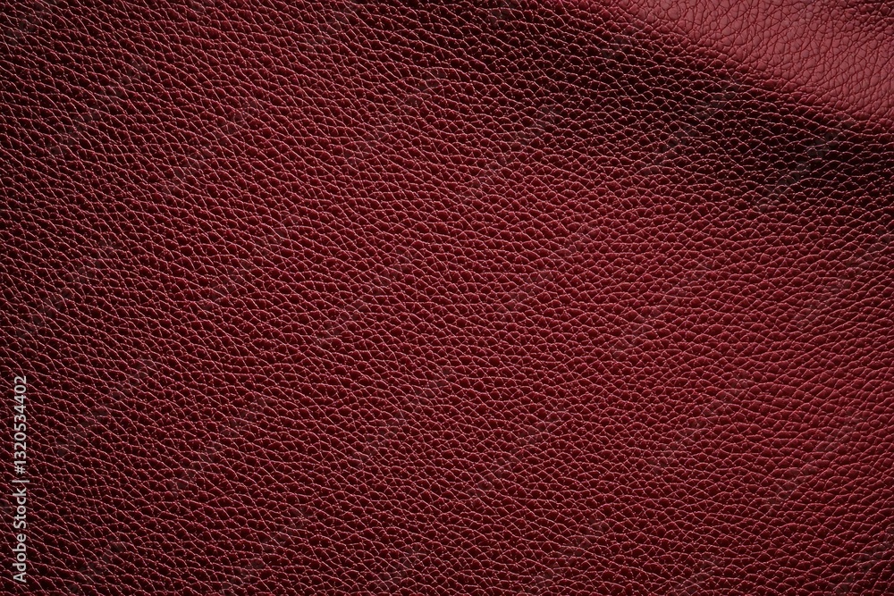 Poster close-up view of rich red leather texture highlighting the unique patterns and depth of genuine mate