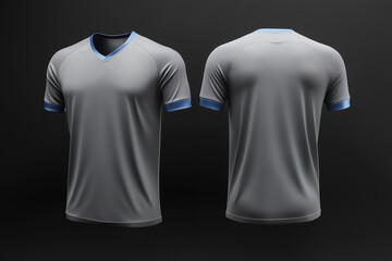 gray and blue jersey template for team clubs, jersey sport, front and back, Tshirt mockup sports jersey template design for football soccer, racing, gaming, sports jersey