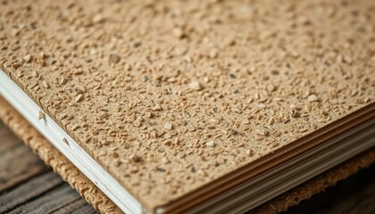 Captivating textured cork notebook rustic workshop product photography natural environment close-up view creative inspiration