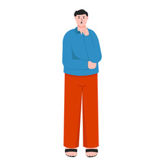 Male Thinking Character Expression Illustration