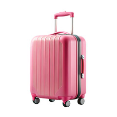 Pink Hard Shell Suitcase with Retractable Handle &ndash; Isolated on White Background as Transparent. PNG. AI GENERATED