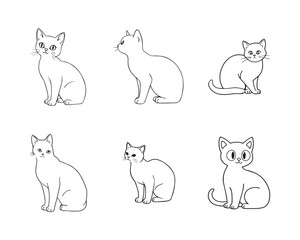 Obraz premium Minimalist Black Outline Cat Vector Illustration for Kids Coloring Pages