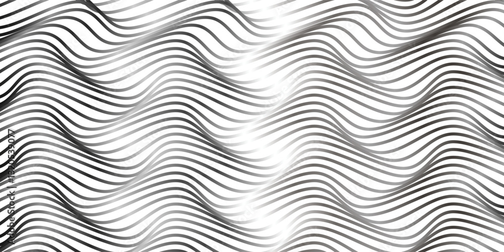 Aufkleber a captivating grayscale abstract pattern featuring numerous overlapping wavy lines.