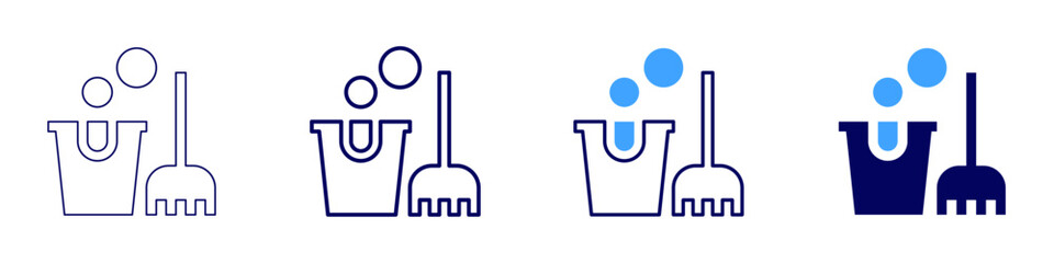 Broom discounts​ icon in 4 different styles. Thin Line, Line, Bold Line, Duotone. Duotone style. Editable stroke