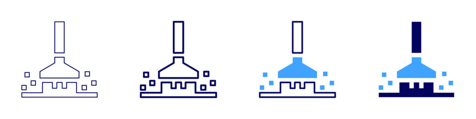 Broom hardness​ icon in 4 different styles. Thin Line, Line, Bold Line, Duotone. Duotone style. Editable stroke