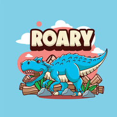 Vector Illustration of Tiny T-Rex with Cute Illustration Available for Tshirt Design