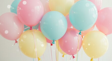 Pastel Balloons: A Delicate Cluster of Celebratory Joy