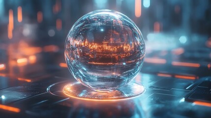 Glass globe on laptop signifying advanced technology and ai innovations in email writing assistants