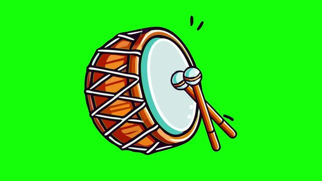 Traditional Islamic drum called bedug animation perfect for presentation, infographic and any other project decoration.