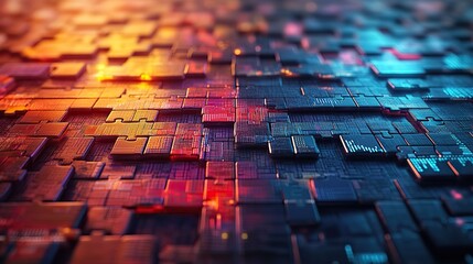 Fototapeta premium Abstract puzzle pieces with business graphs and charts, a symbolic representation of business strategy and problem-solving.
