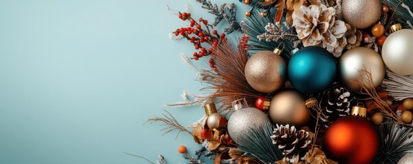Elegant and Festive Christmas Ornaments with Floral Decorations